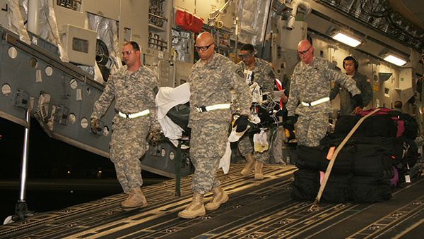 DOD staff helping to evacuate dialysis patient