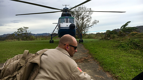 Responder and Helicopter in Utuado