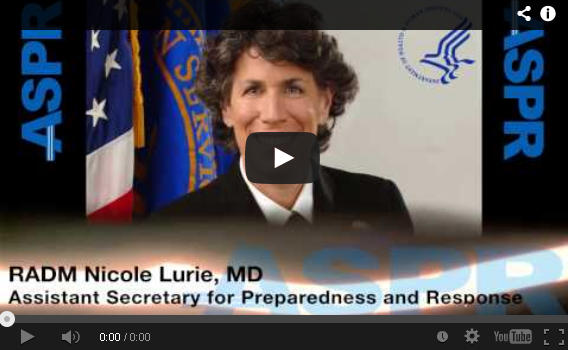 Screenshot of video of RADM Nicole Lurie, MD Assistant Secretary for Preparedness and Response 