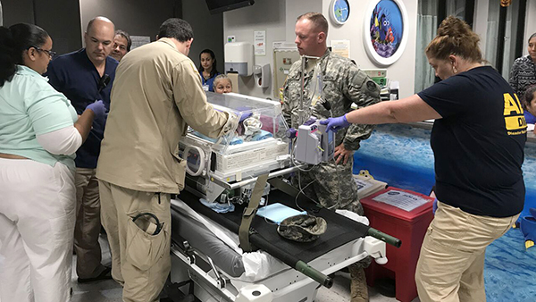 NDMS Neonatal transport via military littr and ambulance is tested.