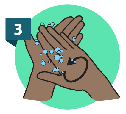 Illustration of hands moving in a circular motion with bubbles
