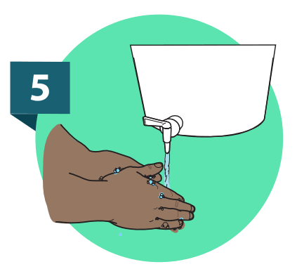 Illustration of hands underneath water faucet