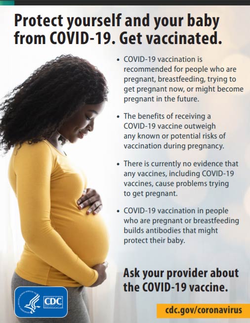 Protect yourself and your baby from COVID-19. Get vaccinated. pdf image