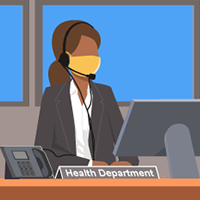 illustration of staff person at a health department