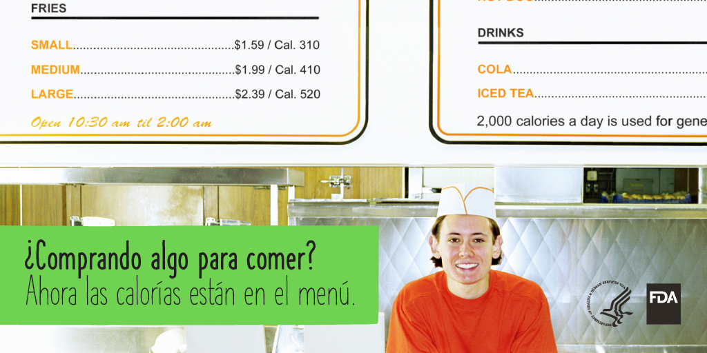 Comprando algo para comer? Ahora las calorias estan en el menu