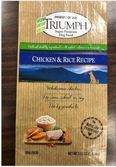 Front label TRIUMPH CHICKEN & RICE RECIPE, 3.5 lb bag