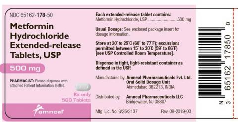 Label, Metformin Hydrochloride Extended-release Tablets, 500mg, 500 tablets