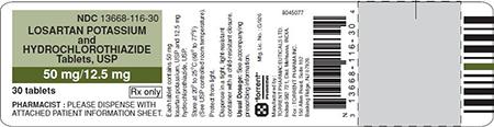 Green/White Label, losartan potassium and hydrochlorothiazide tablets 50 mg/12.5 mg, 30 count