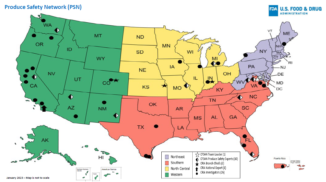 Produce Safety Network (PSN) Map 