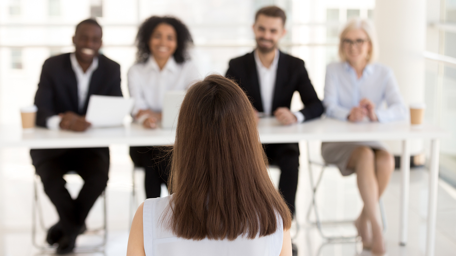 Woman conducting interview