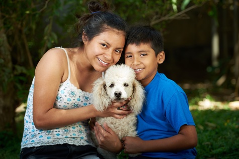 family with dog