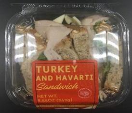 Front of 8.55 oz Turkey and Havarti Sandwich label
