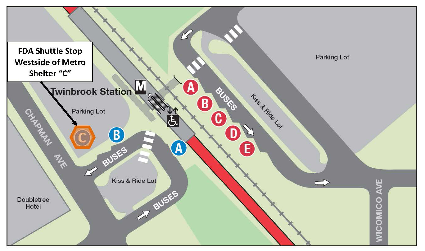 White Oak Shuttle Bus Stop Location at the Twinbrook Metro Station