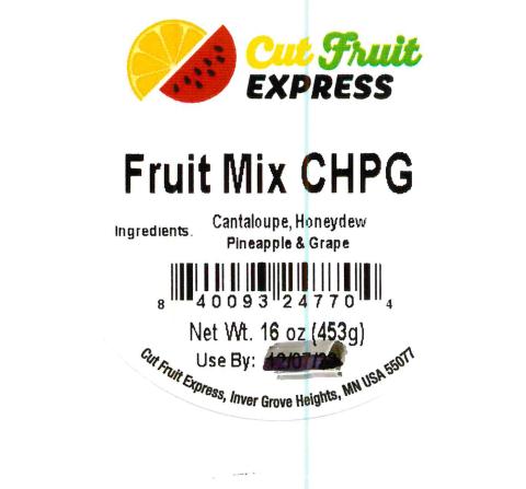 Image 1: “Individual cup container label for Cut Fruit Express Fruit Mix CHPG, 16 oz.”