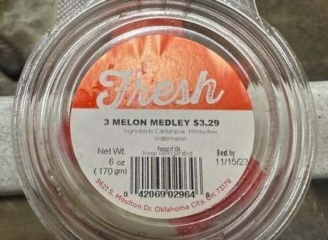 Image 4: “Photograph of Label of Fresh 3 Melon Medley, 6 oz. cup”