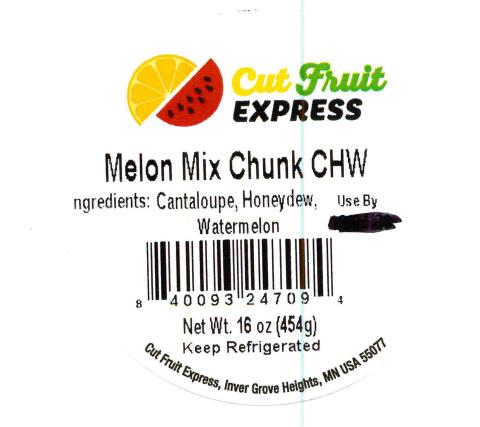 Image 4: “Individual cup container label for Cut Fruit Express Melon Mix Chunk CHW, 16 oz.”
