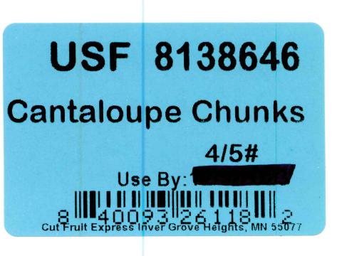 Image 9: “Food Service Case label for USF Cantaloupe Chunks, 4/5#”