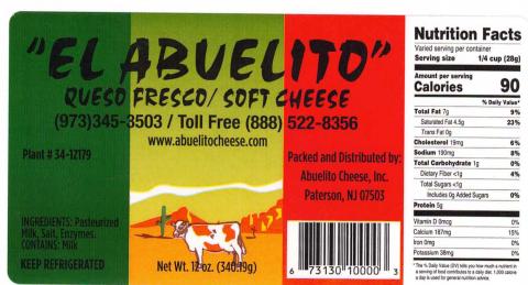 Label, El Abuelito Queso Fresco 12 oz.