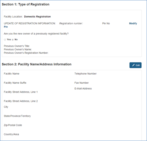 Food Facility Registration Update Registration Figure 3