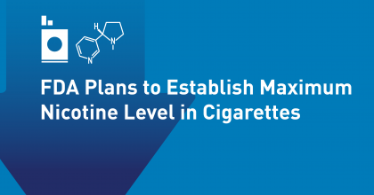 text saying "FDA Plans to Establish Maximum Nicotine Level in Cigarettes" with icons