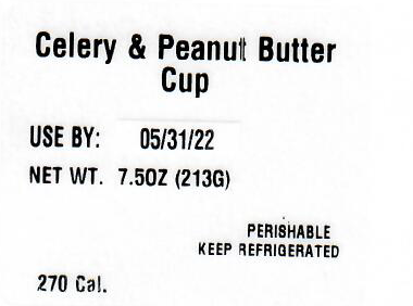 Labeling, Celery & Peanut Butter Cup, nutrition labeling, and photo of celery and peanut butter in plastic containers