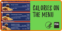 Menu board with calories