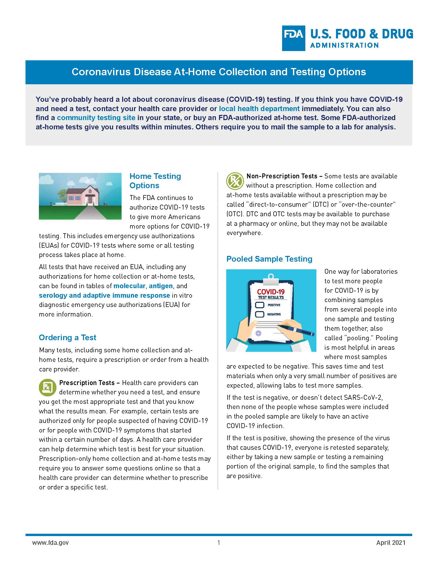 Link to 508 compliant coronavirus at-home testing options PDF