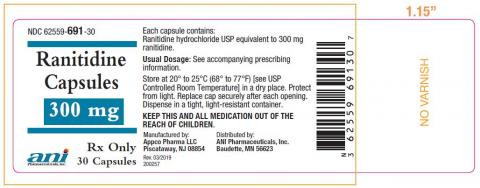 Label, Ranitidine capsules 300mg, 30 count