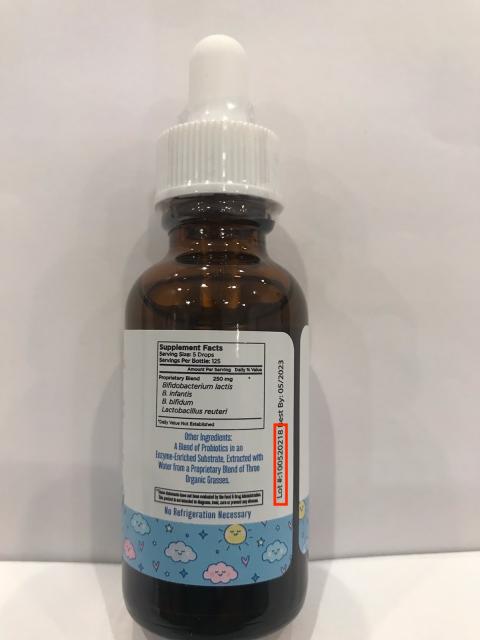 liquid probiotic for infants (1oz), Back label