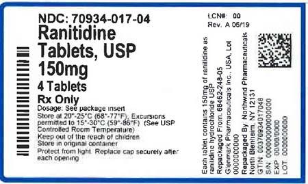 Label, Ranitidine Tablets, 150mg, 4 tablets