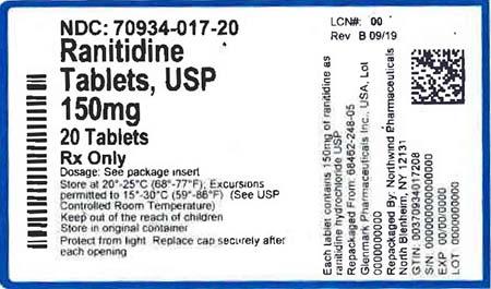 Label, Ranitidine Tablets, 150mg, 20 tablets