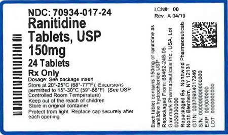Label, Ranitidine Tablets, 150mg, 24 tablets