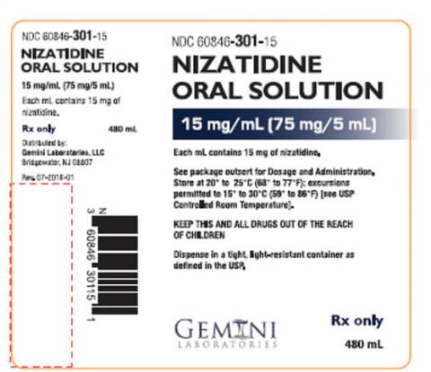 Label of Nizatidine Oral Solution 15 mg/mL
