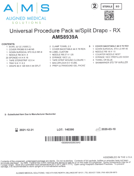 AMS8939A	Universal Procedure Pack w/Split Drape