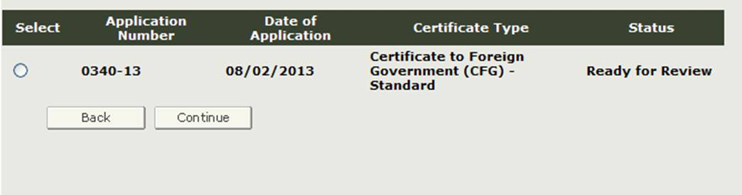 Figure 11: Selecting an application for cancellation