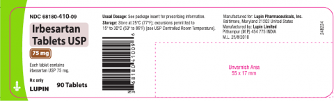 “Irbesartan Tablets USP, 75 mg, 90 Tablets”