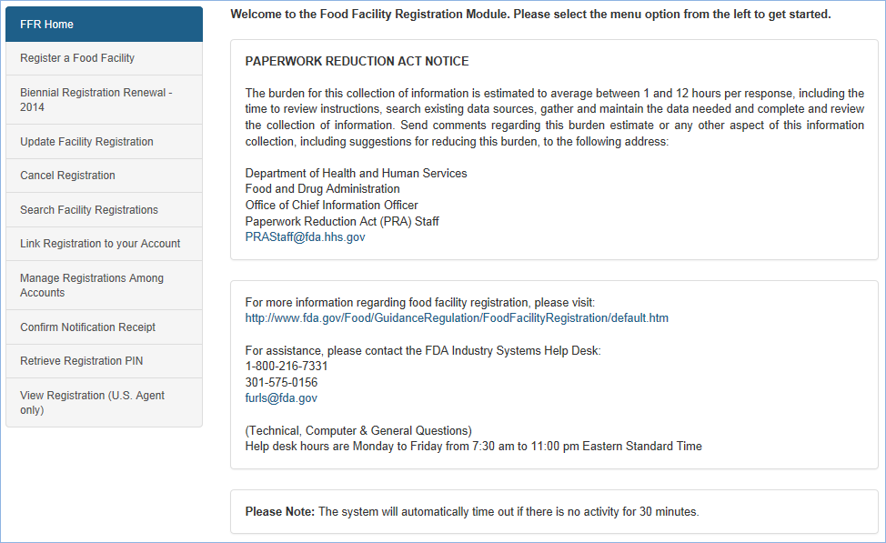 Food Facility Registration User Guide: Biennial Registration Renewal Figure 1