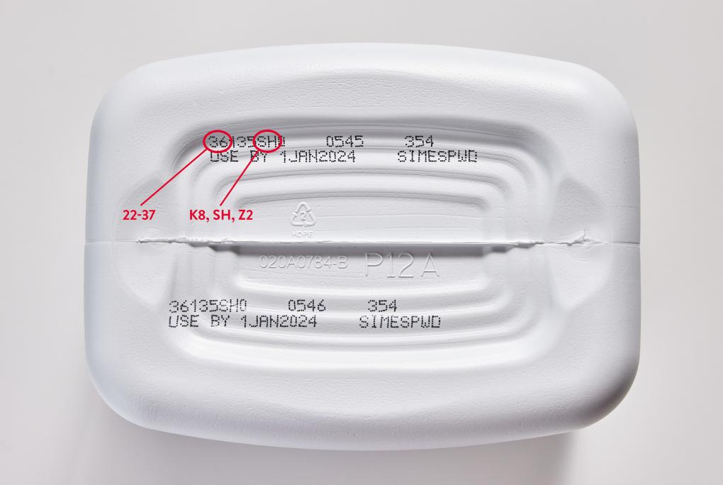 Powdered Infant Formation Container with Product Coding