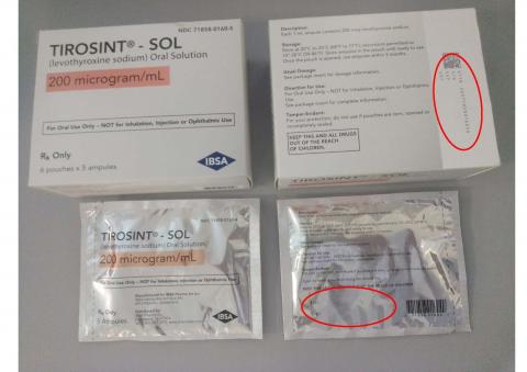 15.	“TIROSINT-SOL 200 mcg/mL 30 units carton-box, NDC 71858-0160-5”