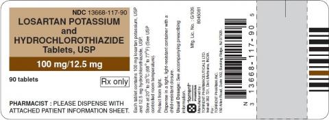 Label:  Losartan Potassium and Hydrochlorothiazide Tablets USP, 100 mg/25 mg, 30 Tablets Torrent" 