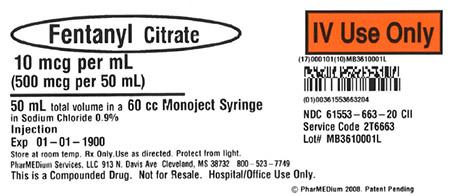 "10 mcg/mL Fentanyl Citrate (Preservative Free) in 0.9% Sodium"