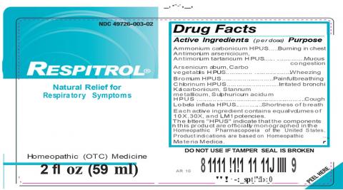 Respitrol, 2 fl. oz. NDC 49726-003-02