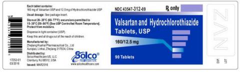Valsartan HCTZ 160 mg 12.5mg strength, 90 ct bottle