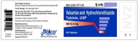 Valsartan HCTZ 80 mg 12.5mg strength, 90 ct bottle