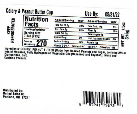 Labeling, Celery & Peanut Butter Cup, nutrition labeling, and photo of celery and peanut butter in plastic containers