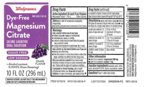 “Walgreens Dye-Free Magnesium Citrate Saline Laxative, Grape Flavor (purple label)”