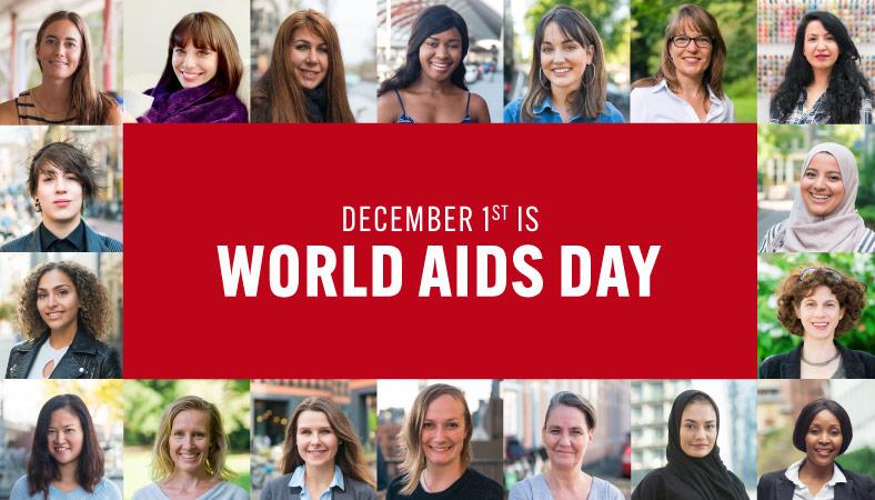 World AIDS DAY banner with diverse women