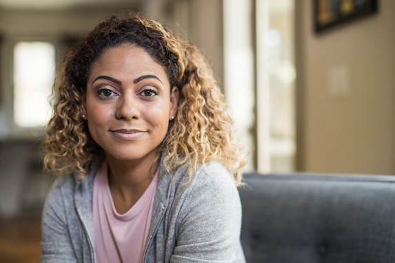 woman looking at camera