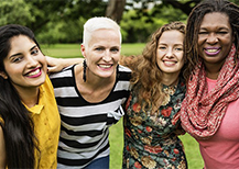 Diverse women smiling