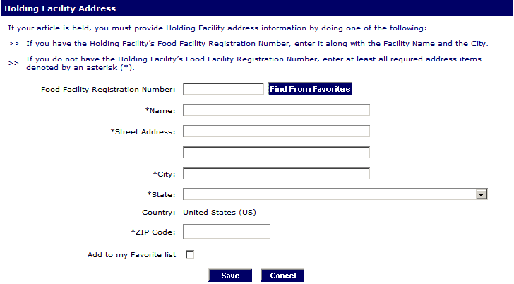 Prior Notice for Food Articles Additional Capabilities Web Entries Step 7